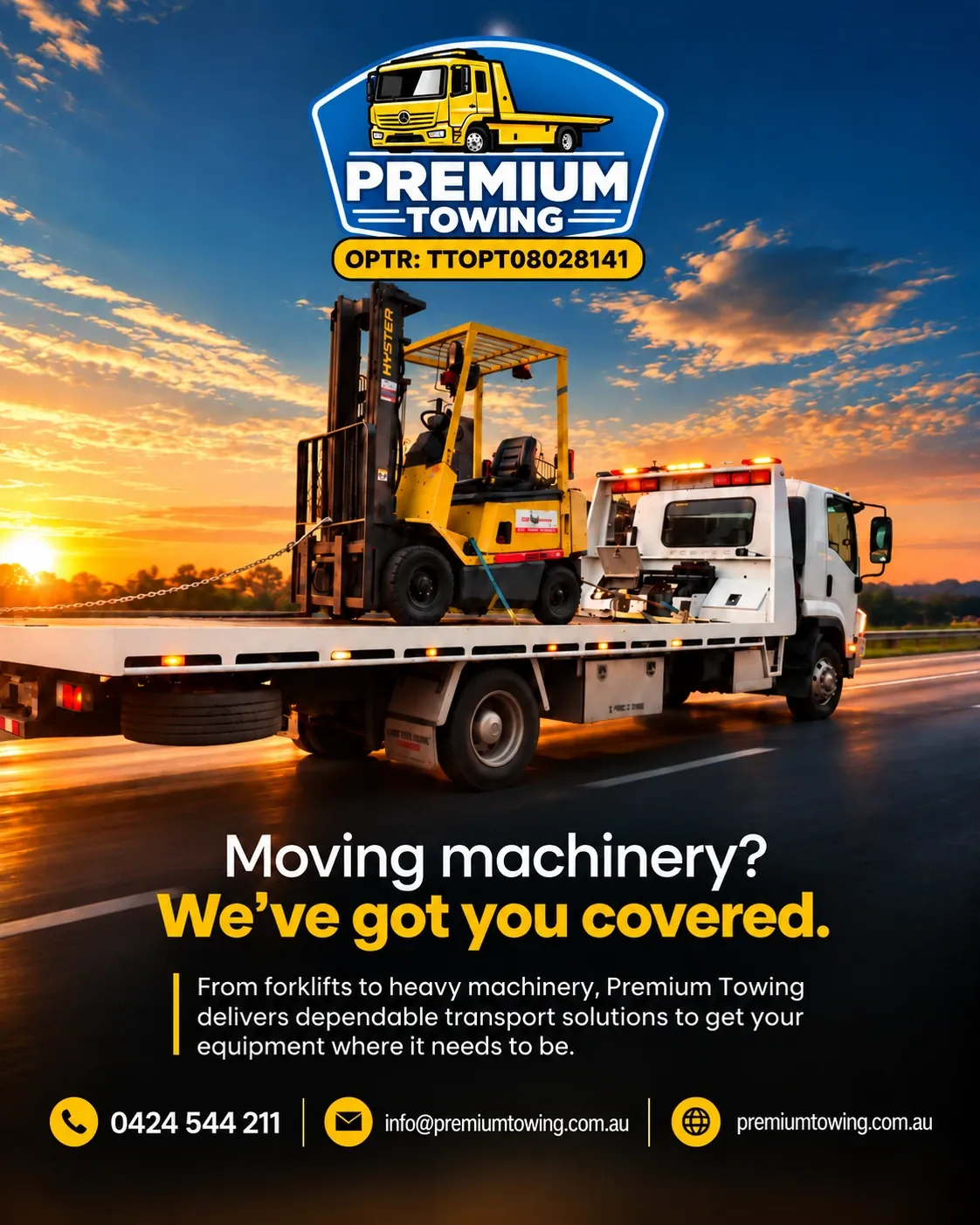 Moving machinery / original forklift transport creative.